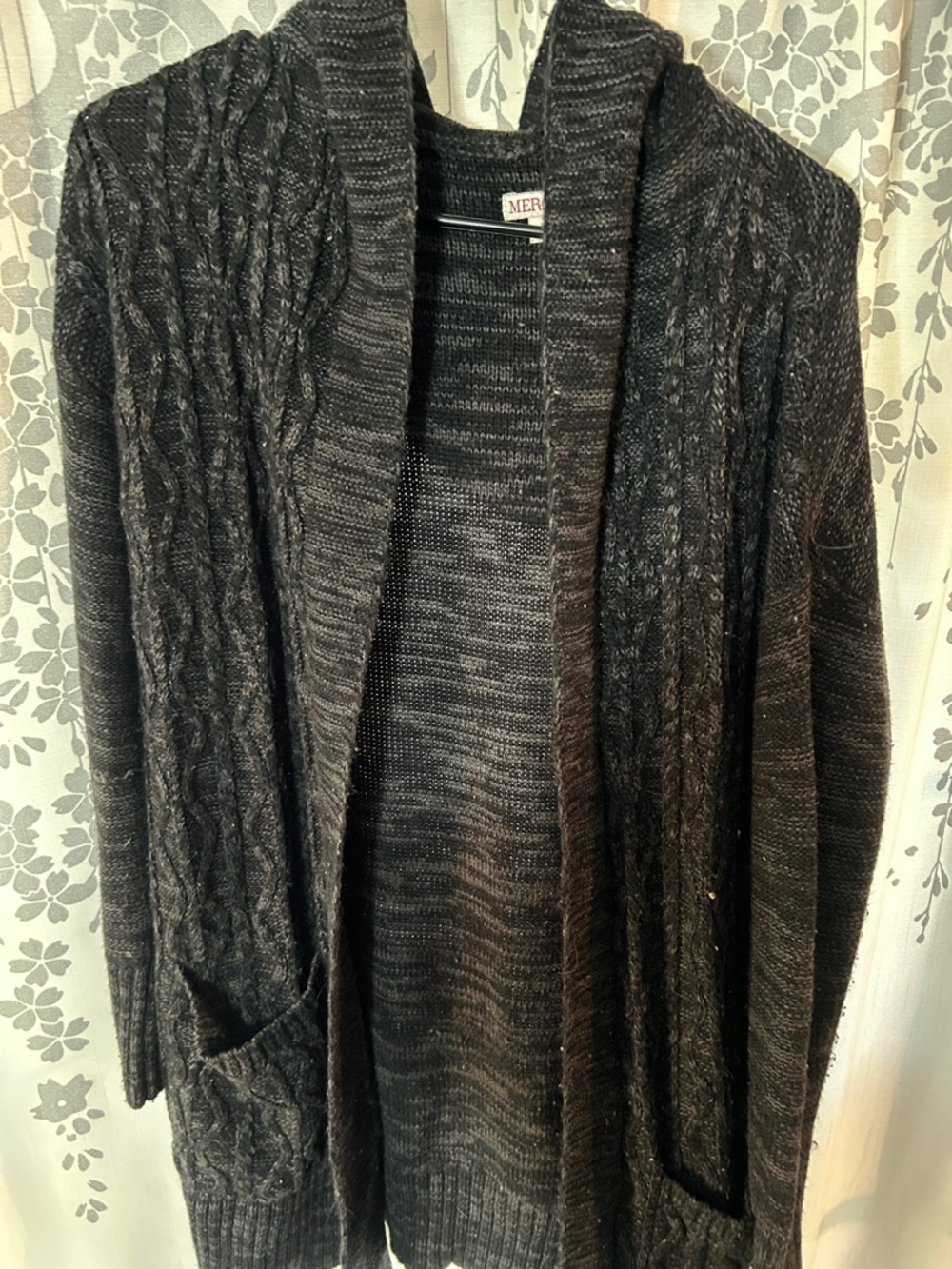 Merona Charcoal Cable Knit Open Front Cardigan